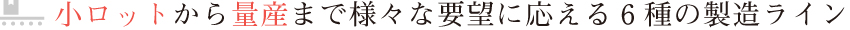 小ロットから量産まで様々な要望に応える6種の製造ライン